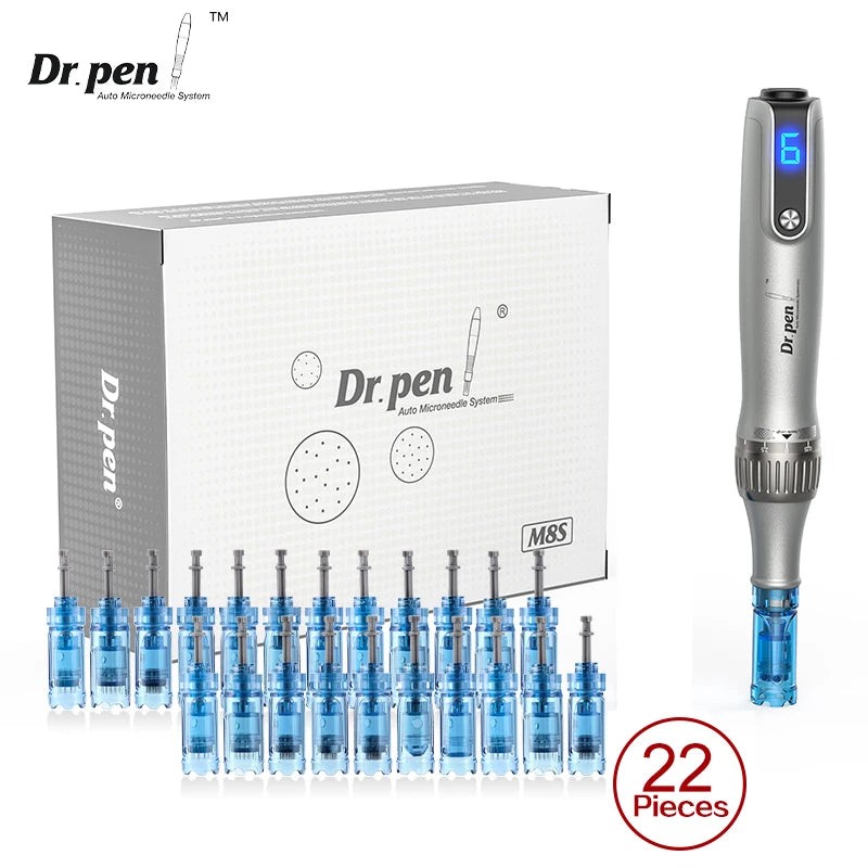 Authentic Dr pen Ultima M8S With 22 pcs Needle Pin Anti Back Flow Microneedling Pen Skincare Wireless  Derma Pen Beauty Machine