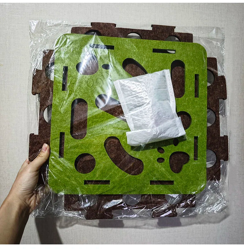 Pet Cat Puzzle Maze Holes Toys Felt Box With Bell Ball Kitten Playing Toys Interactive Funny Combination Set Cat Supplies