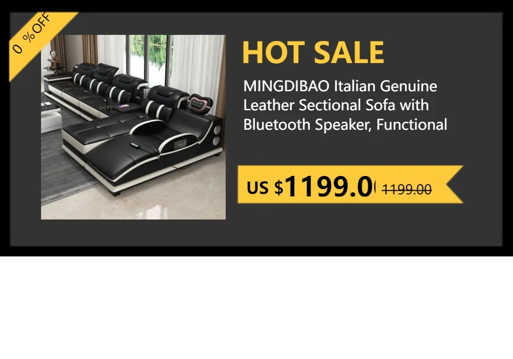 Premium Italian Genuine Leather Sectional Sofa Sets Couch Sofas with USB and Bluetooth Speaker - MANBAS Living Room Furniture