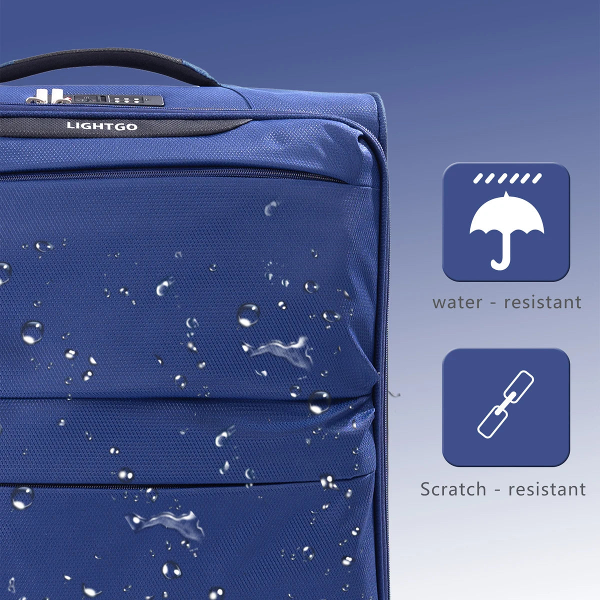 LightGo Ultra Lightweight Luggage Waterproof Expandable Large Capacity 8 Wheel Silent Spinner Check in Carry on Bag