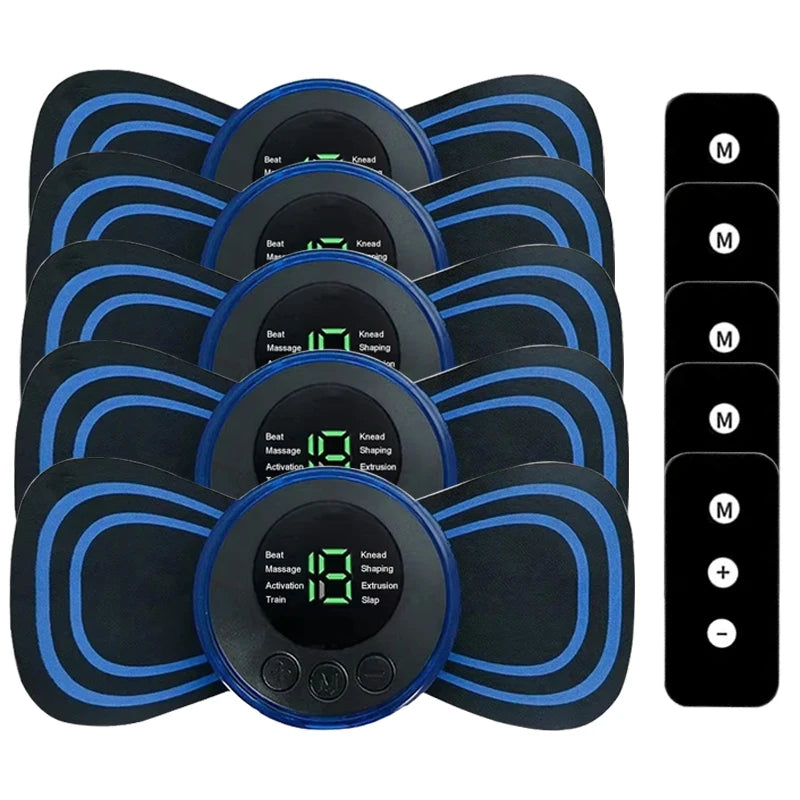 Portable Mini Massage Pad Muscle Pain Relief Micro Current Relieve Fatigue Rechargeable 8 Modes 19 Levels Slim Gel Massage Pad