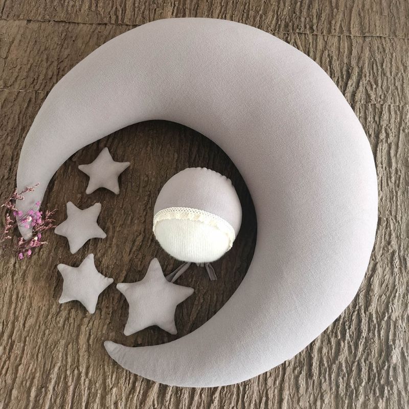 ❤️Newborn Photography Props Accessories Posing Crescent Pillow+Stars+Hat 6Pcs/Set Studio Baby Photo Decoration Moon Fotografia