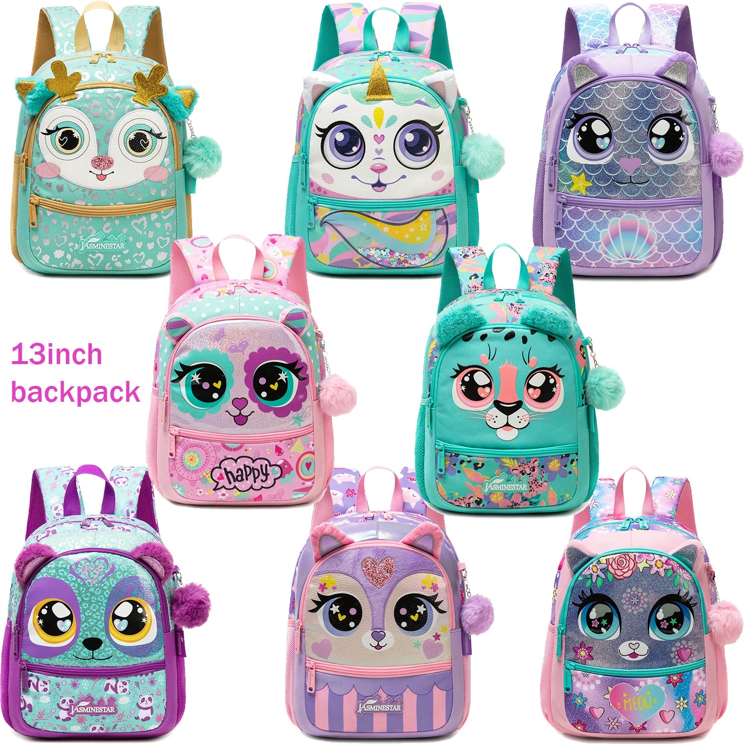 1pc Cute 13 Inch Animal Backpack Kindergarten Outdoor Sports Little Girl With Small Pendant