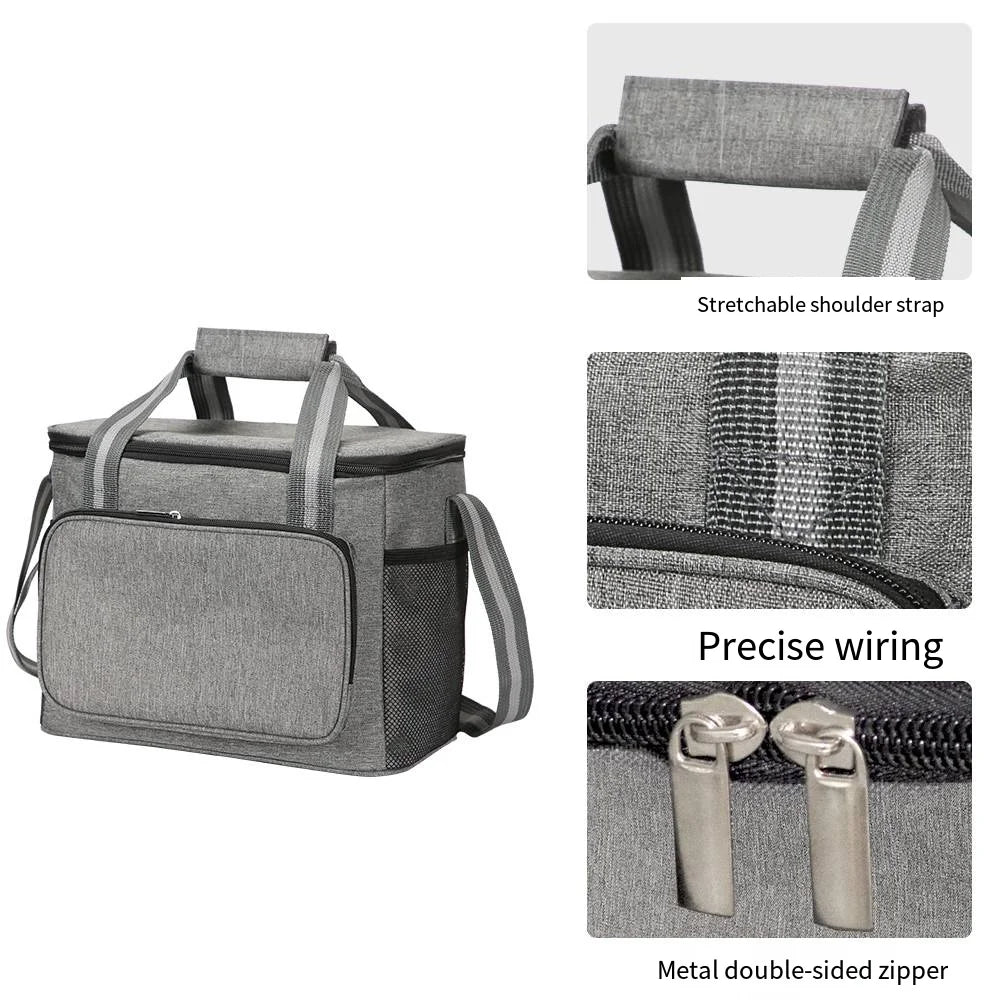 Large Insulated Lunch Bag Black Waterproof Leak-proof Thickened Handheld/Shoulder Carry Outdoor Picnic Lunch Bag