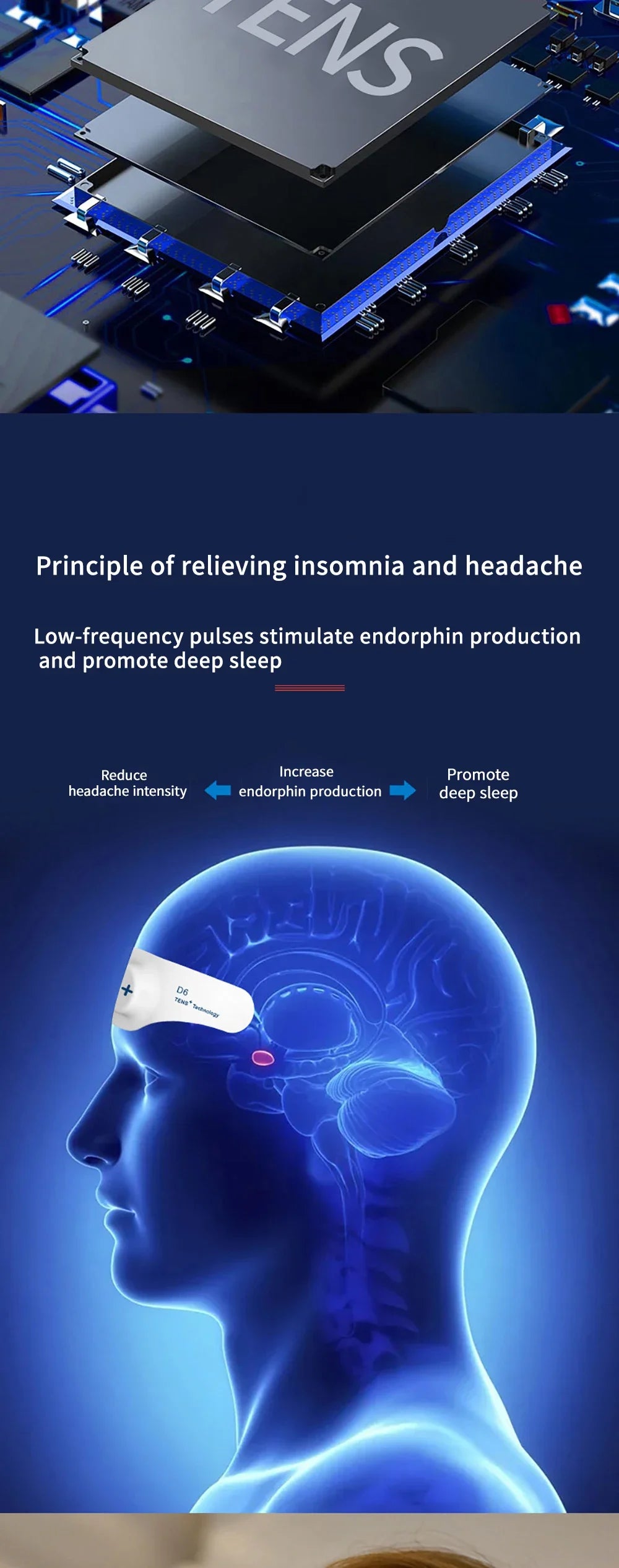 TENS Sleeping Aid Electric Massager Relieve Headache and Migraine Help Sleep Night Anxiety Therapy Relaxed Pressure Relief Tools