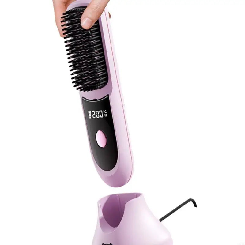 G8TC Cordless Hair Straightener Brush Fast Heating 3 Gear Adjustable Temperature USB Rechargeable Hair Straightening Comb