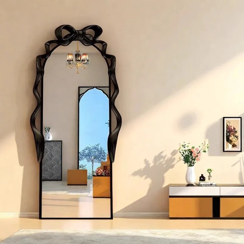 American style vintage full body mirror Black Luxury elegant wooden floor mirror high-end specchiera da pavimento furniture