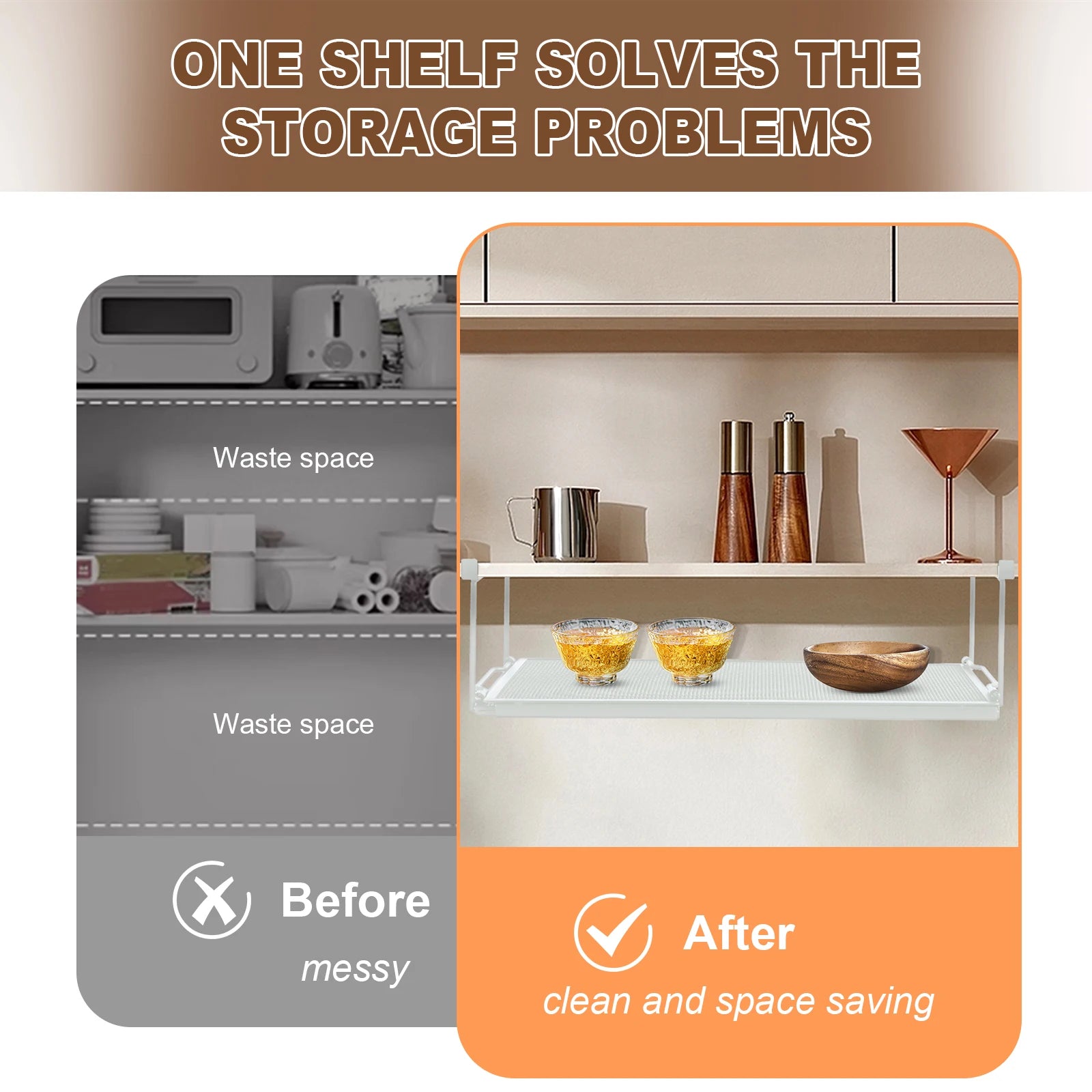 Extendable Under Cabinet Organizer Shelf Steel Under Desk Storage Rack Multipurpose Kitchen Household Hanging Storage Basket