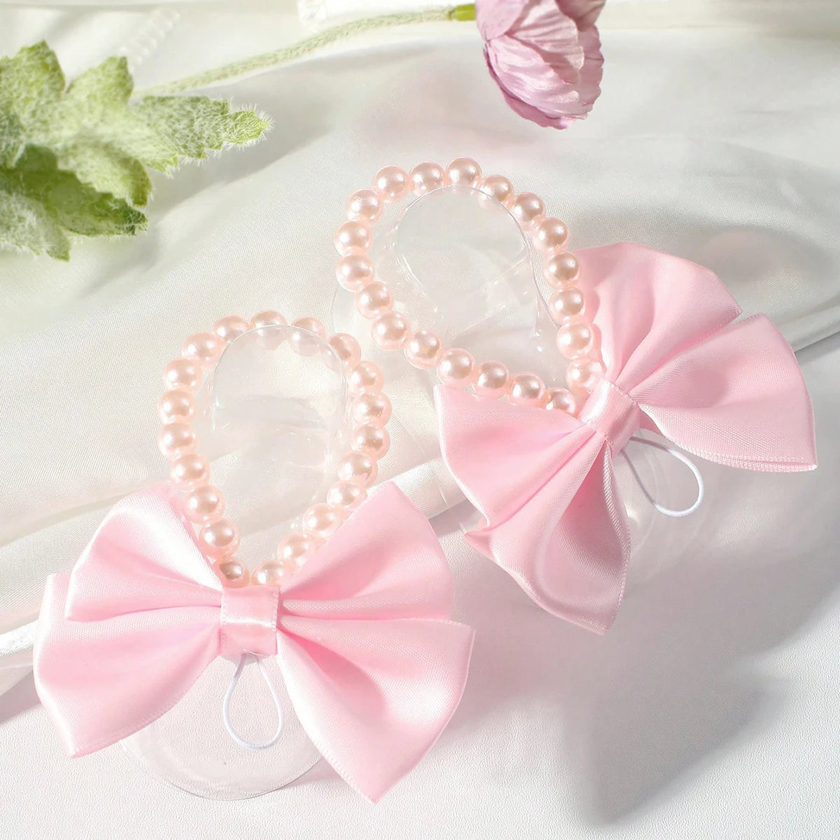 Ylsteed Newborn Girl Butterfly Knot Pearl Barefoot Sandals Infant Photography Accessories Baby Girl's Photography Props Shoes