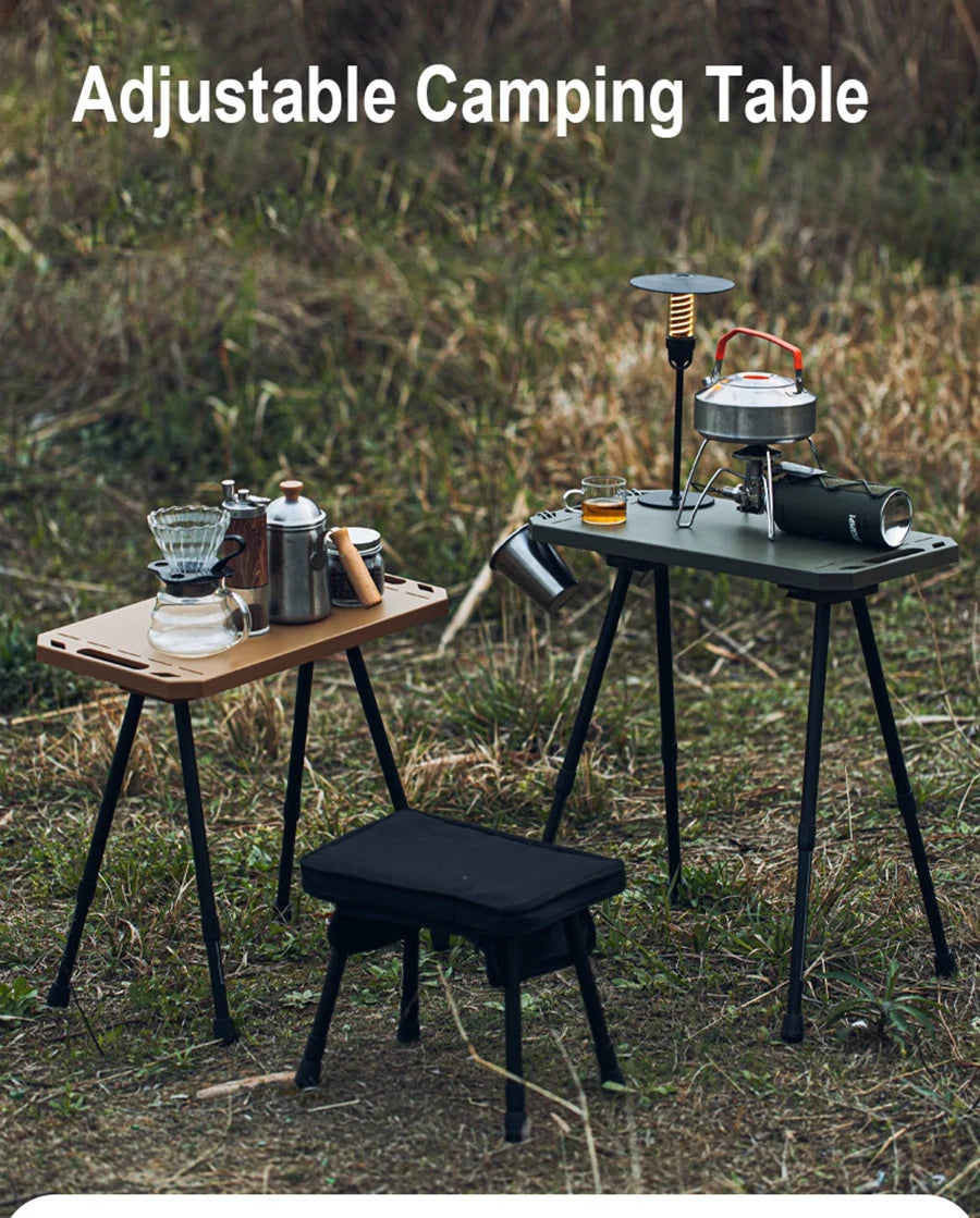 Folding Table for Camping Height Adjustable Outdoor Portable Lightweight with Carry Bag Two-Sides Hanging Cookware Hiking Picnic