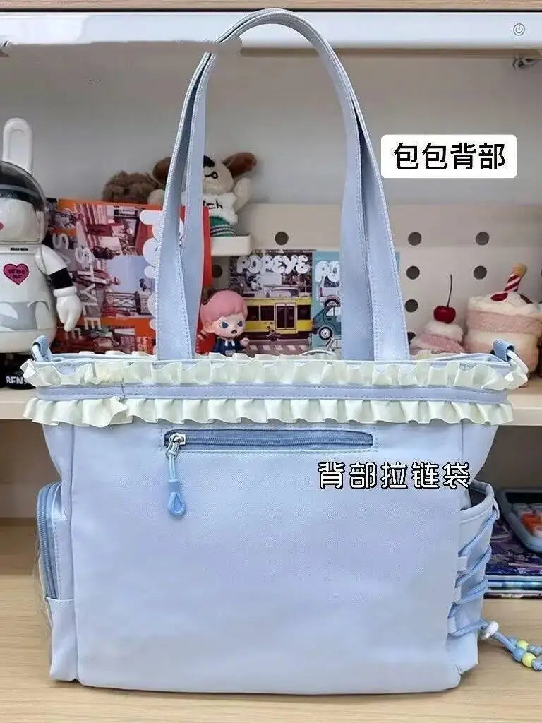 New Y2K Cute Japanese Ita Bag Lolita Girl Transparent Shoulder Tote Bag Large Capacity Crossbody Casual Bag DIY Display Handbags