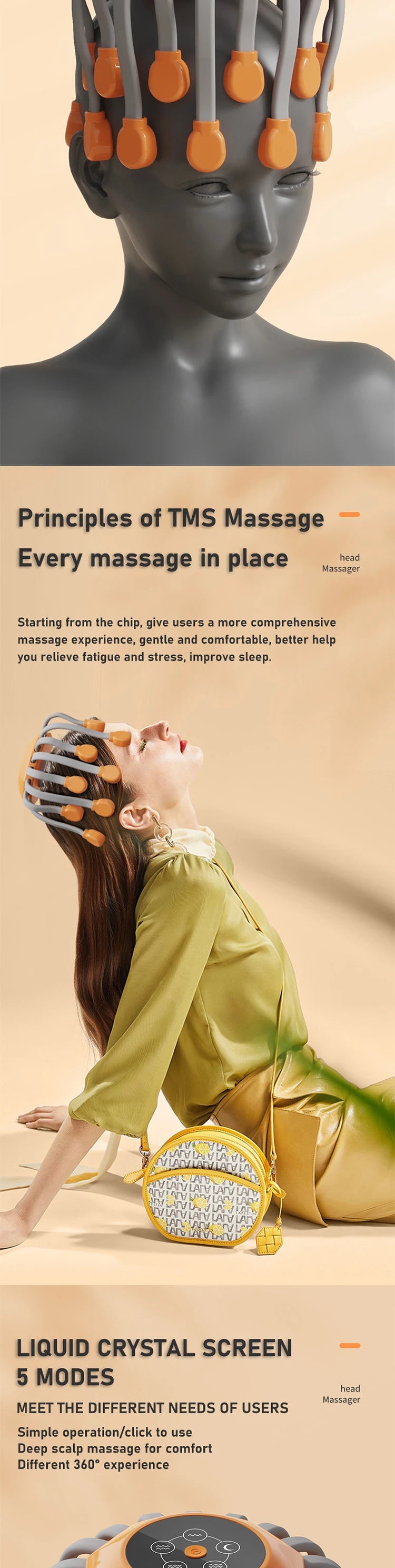 New Vibration Rechargeable Full Head Massager Spider Sleep Aid Electric Head Massage Machine Relieve Fatigu Relax Health Care