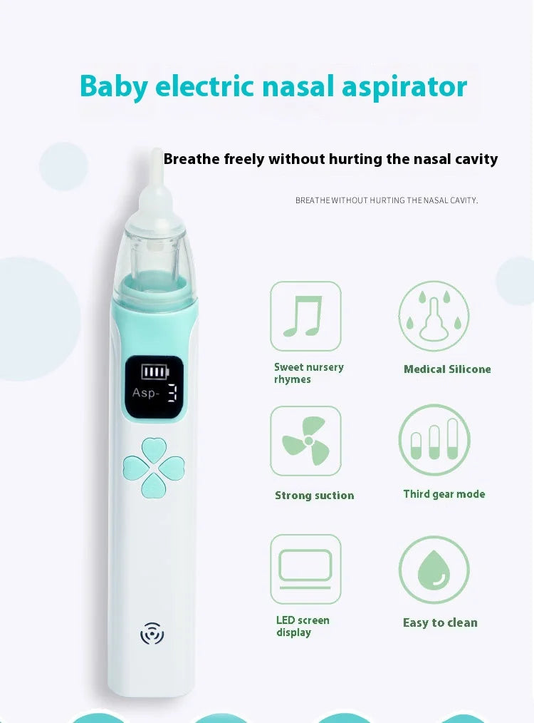 AiQUE Baby Nose Cleaner Silicone Adjustable Suction Electric Child Nasal Aspirator Safety Convenient Low Noise