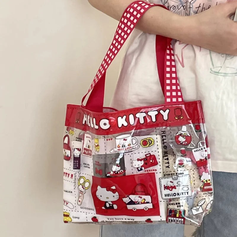 HelloKitty Girl Cat PVC Handbag Adorable Cute Clear Waterproof Large Capacity Swimming Bag