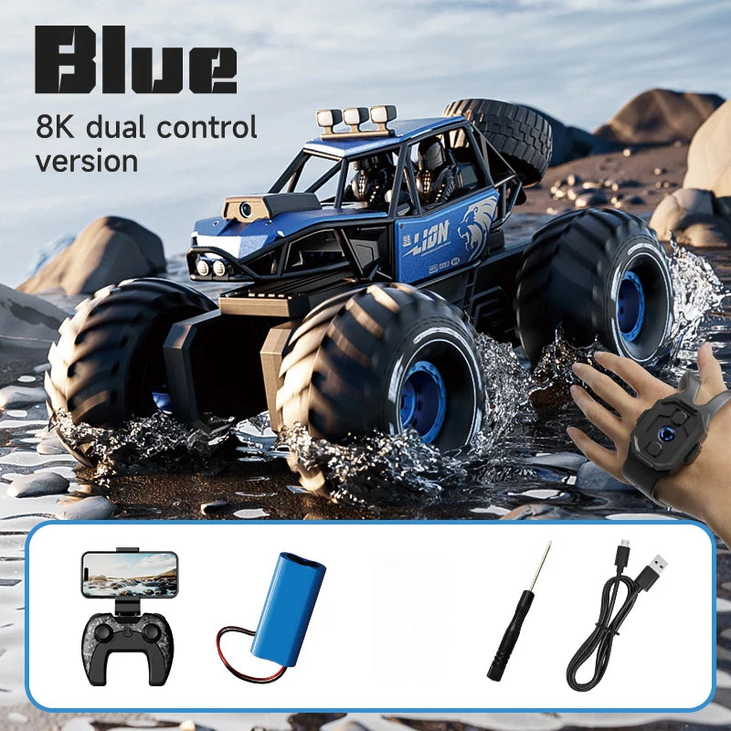 4DRC New Y10 Remote Control Car 2.4G Rc Boat Waterproof Amphibious Stunt Car 4WD All Terrain Truck Toys for Kids Birthday Gifts