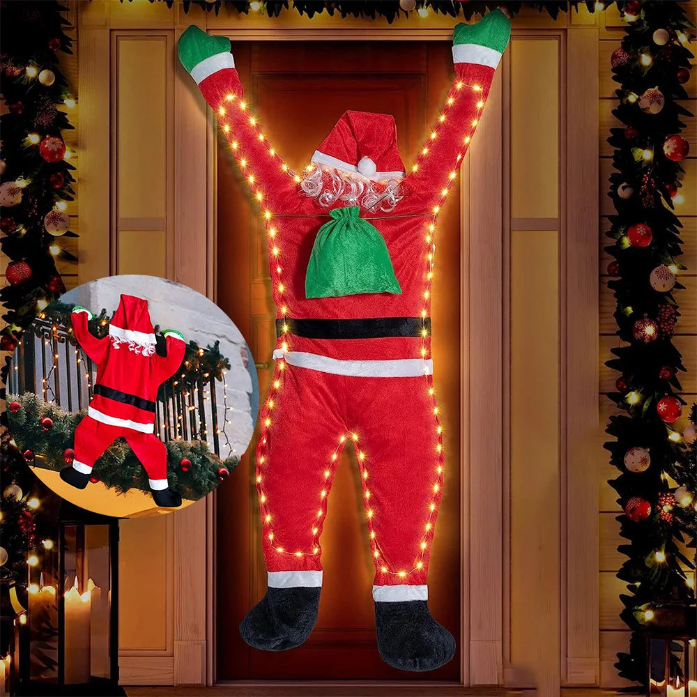 1.7M Shining Santa Claus Wall Climbing Christmas Velvet Santa Claus Hanging Window Hanger Decor WallDoor Xmas Outdoor Chimney De