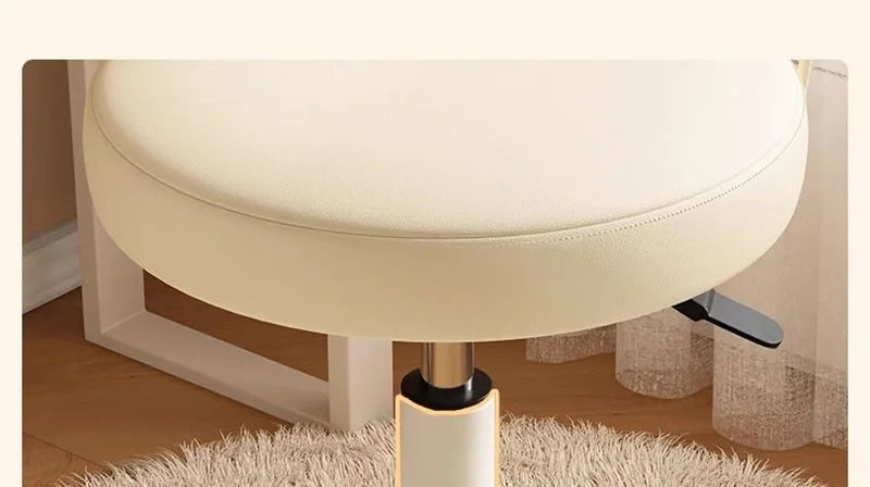 Leather Chair Rotatable Shell Seat Adjustable Rotary Stool for Home Makeup Wear-Resistant Chair for Studios,Wheel-slip Back Chai