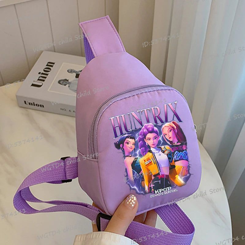 New Kids Chest Bag KPop Demon Hunters Printed Lightweight Single Shoulder Crossbody Bag Hot Movie Children Girl Boy Chest Bag