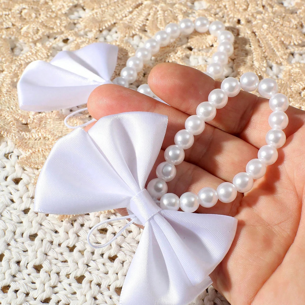 Ylsteed Newborn Girl Butterfly Knot Pearl Barefoot Sandals Infant Photography Accessories Baby Girl's Photography Props Shoes