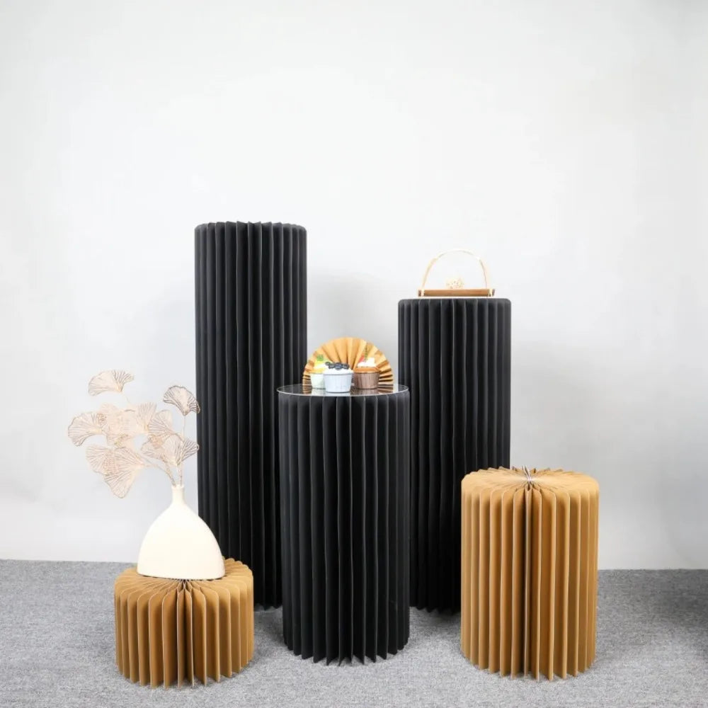 Buffet Risers Food Display Stand Round Table Cake Dessert Stand for Parties Foldable Paper Columns Display for Wedding Birthday