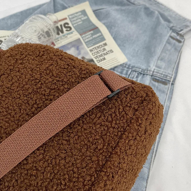 Cute Mini Plush Backpack for Kids Adult Parent-Child Shoulder Bag Autumn Lamb Fleece High-capacity Korean Student Samll Backpack