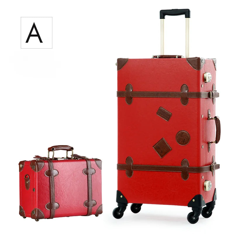 20/22/24''26 inch Luggage set woman Travel Suitcase Set Universal Retro password rolling luggage case middle size luggage