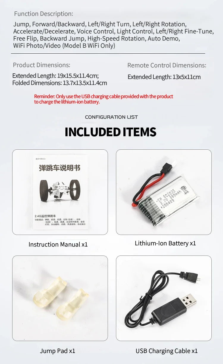 RC Stunt Car With Wifi Hd Camera Bounce Car Flexible Wheels Rotation Led Light Remote Control Jumping Vehicle Toy Gift Q207