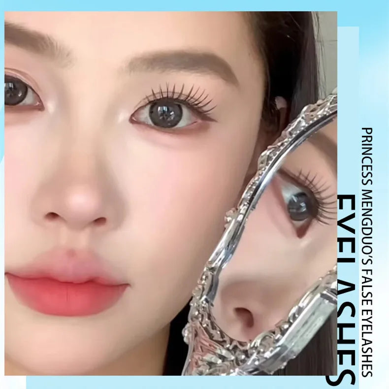 Glue-free False Eyelashes, Fishtail Princess Lazy Eyelashes, Natural Transparent Stem, Reused 48 Clusters Large Capacity