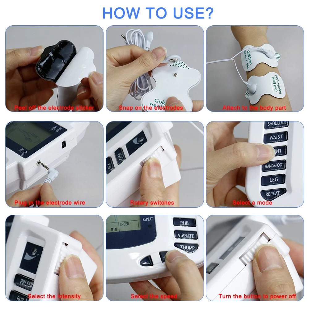 Electrical EMS Tens Massage 10 Level 16 Pads Pulse Acupuncture Muscle Stimulator Physiotherapy Machine Body Relax Health Care