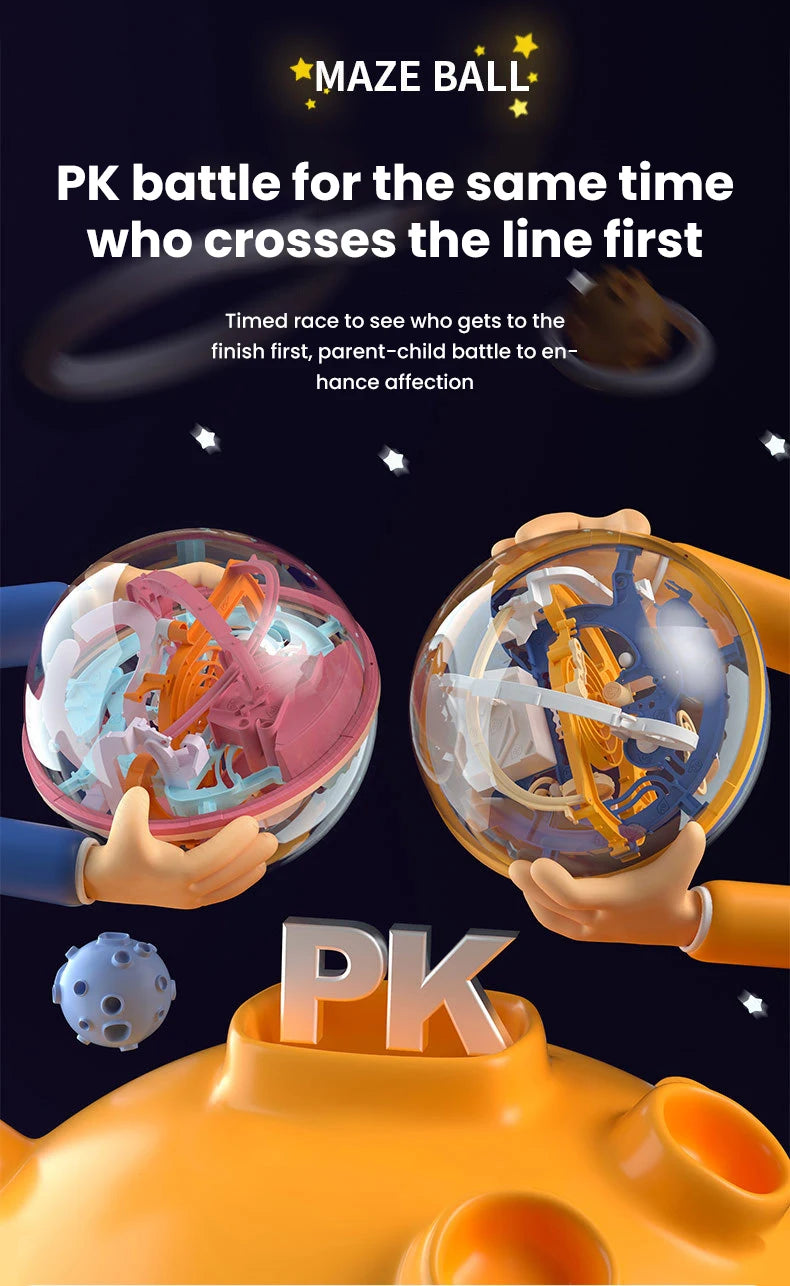 3D Puzzle Ball Maze Toy Children Challenge Obstacle Game Labyrinth Ball 3D Maze Montessori Puzzle Balance Traine Clearance Game