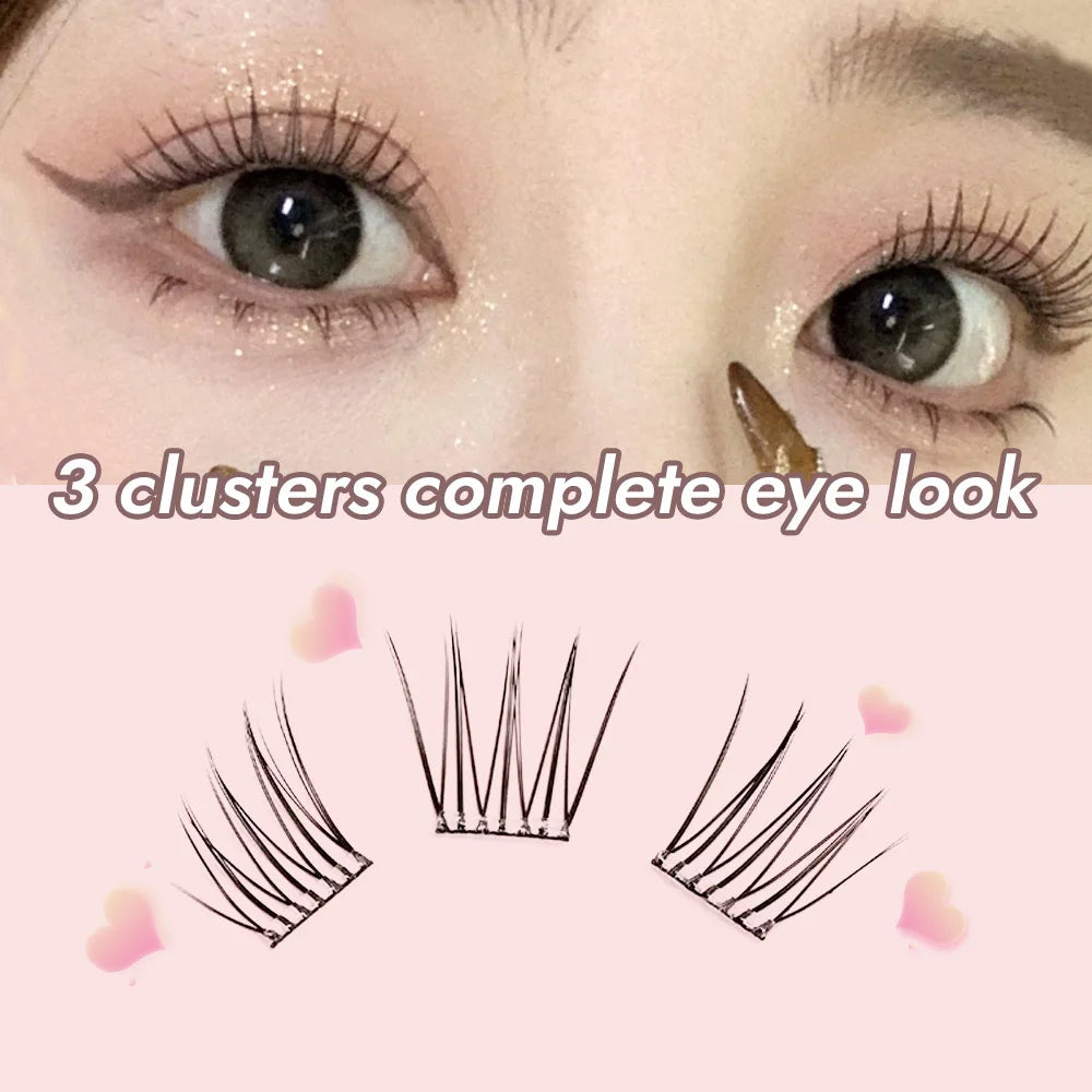Glue-free False Eyelashes, Fishtail Princess Lazy Eyelashes, Natural Transparent Stem, Reused 48 Clusters Large Capacity