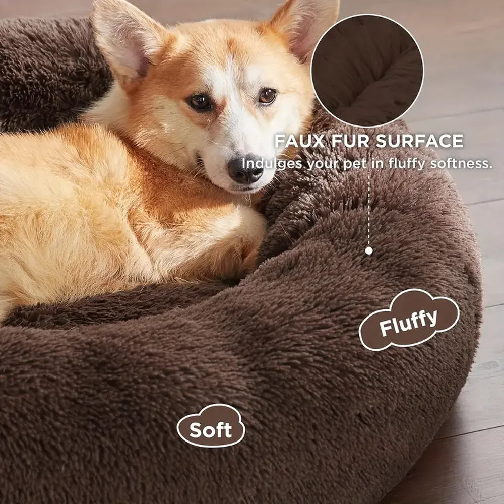Plush Warm Round Large Dog Bed Winter Soft Puppy House Medium Cat Sofa Sleeping Bed Elastic Small Dog Kennel Nest Accessories