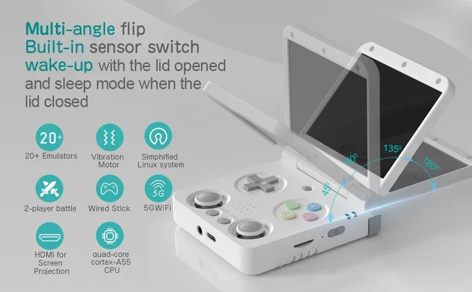 MIYOO FLIP V2 Handheld Game Console 3.5'' IPS Screen Linux OS Onion OS Retro Video Game Consoles Free Storage Bag Player Gifts