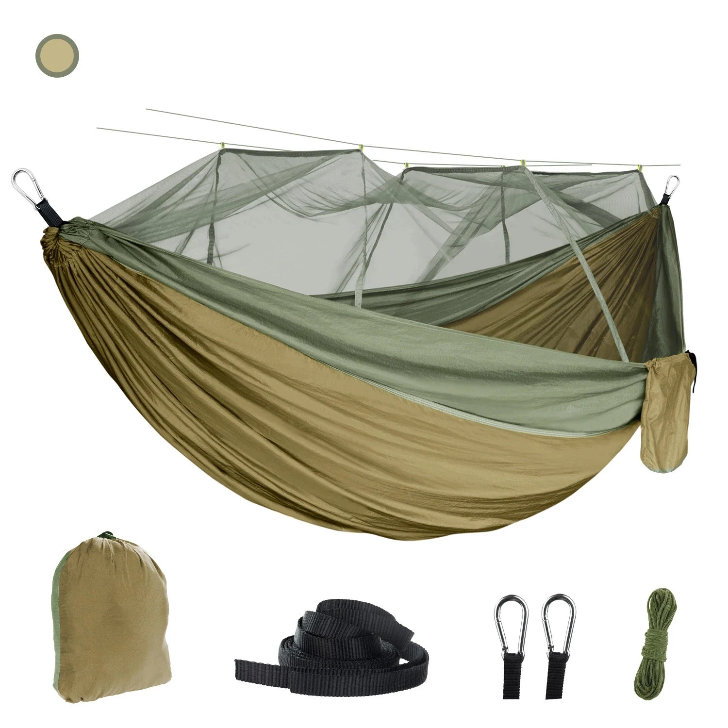 Outdoor Single Person Camping Hammock With Nylon Color Matching Hammock High Strength Parachute Fabric Portable Hanging Bed