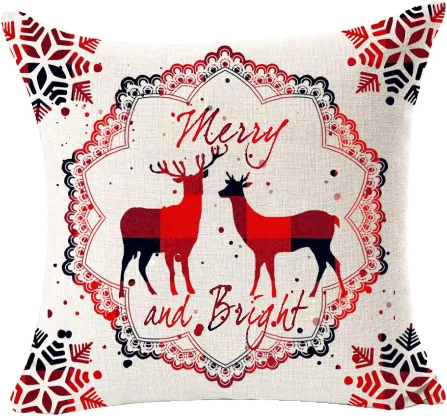Merry Christmas snowflake red bear linen decorative pillow cover home sofa decorative cushion cover  cushion cover 45x45