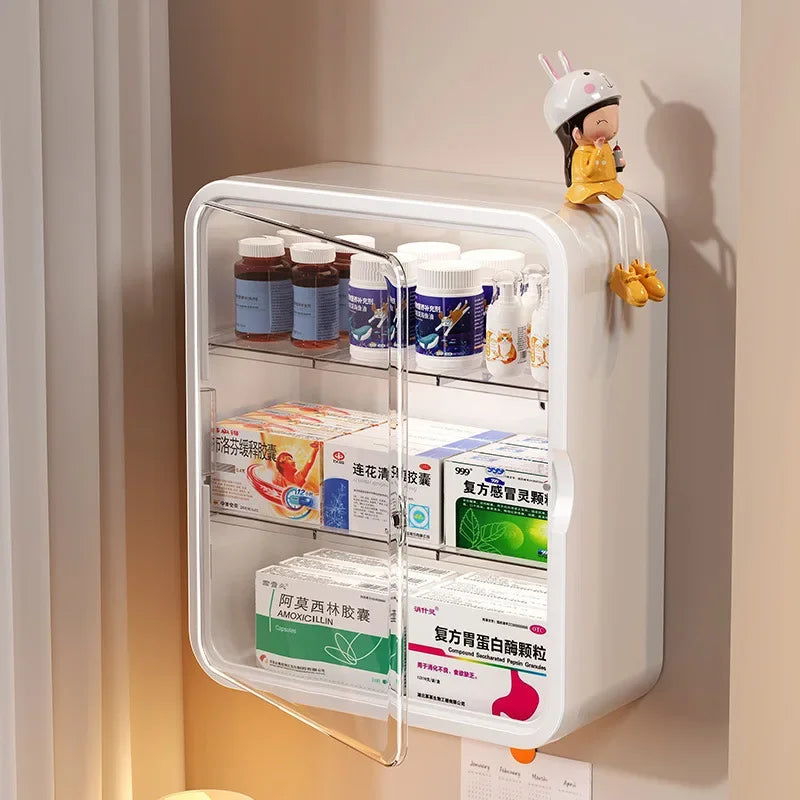 Wall hanging no punching family installation standing medical cabinet drug toy storage rack multi-layer storage box