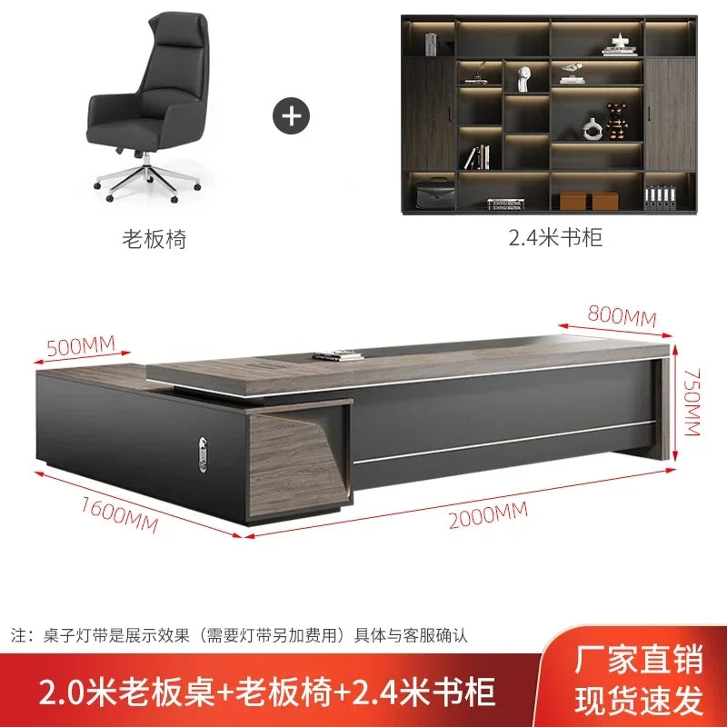 Light Luxury Vintage Office Desk Organizer L Shaped Mid Century Dark Wood Computer Desks Work Art Bureau Meuble Office Furniture