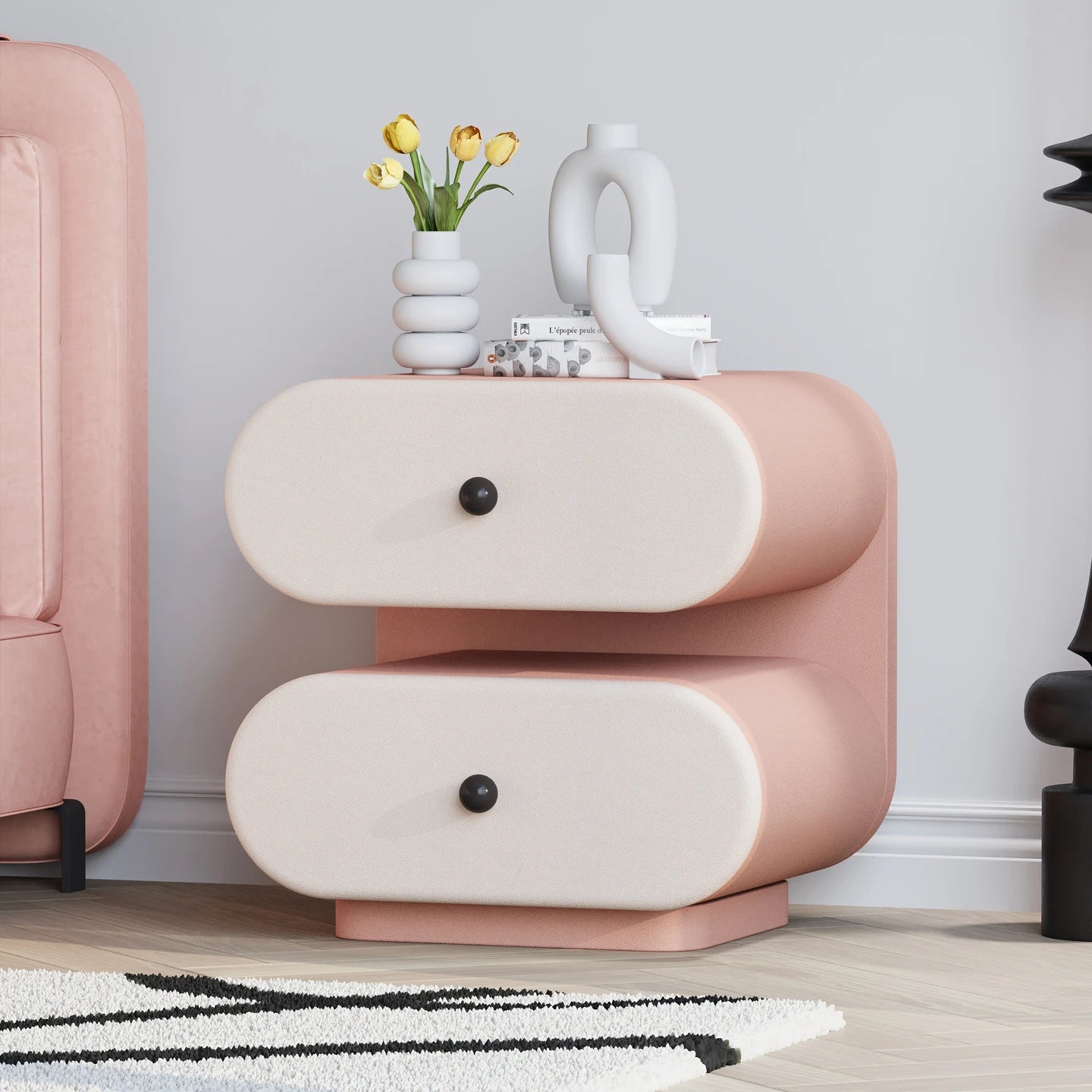 Cream Style Bedside Tables Creative Trendy Space Saving Nightstands Modern Luxury Aesthetic Mesitas De Noche Bedroom Furniture