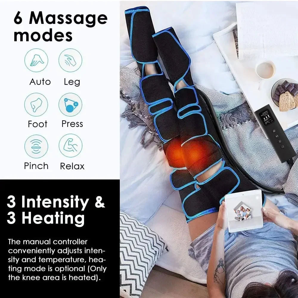 Air Compression Circulation Leg Massager Pneumatic Massage Boots Lymphedema Drainage Release For Athletes