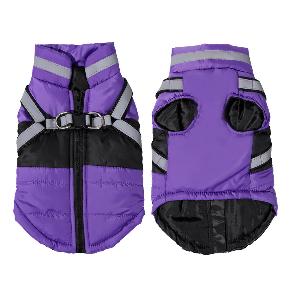 Dog Jacket Winter Waterproof Pet Clothes With Harness For Small Medium Dogs Cats Puppy Coat Reflective French Bulldog Apparel