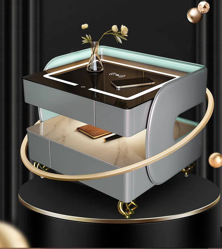 Modern Aesthetic Nightstands Wireless Charging Design Minimalist With Light Bedside Table Elegant Trendy Cajoneras Furniture