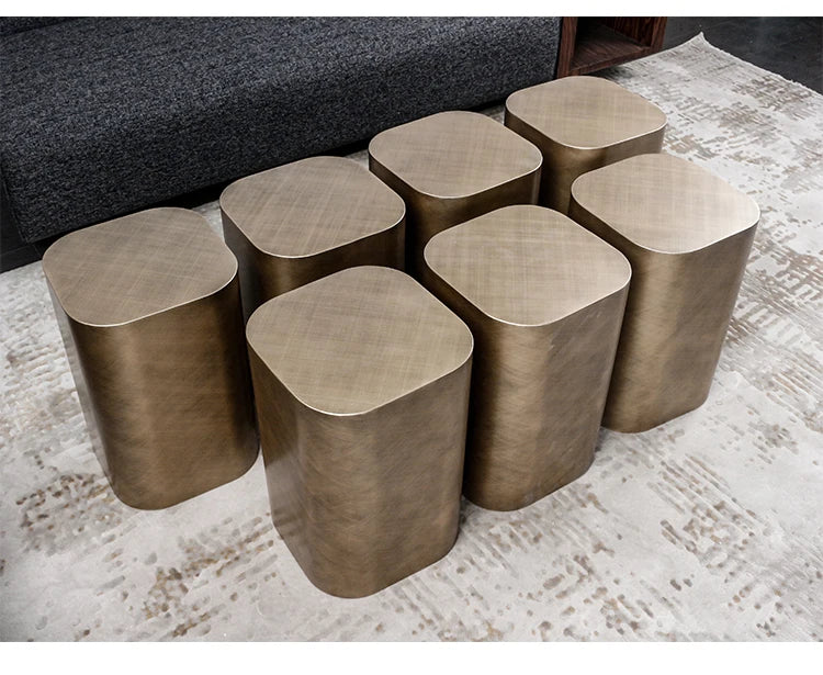 italian design antique graphite steel coffee table silver gold metal side table for living room modern