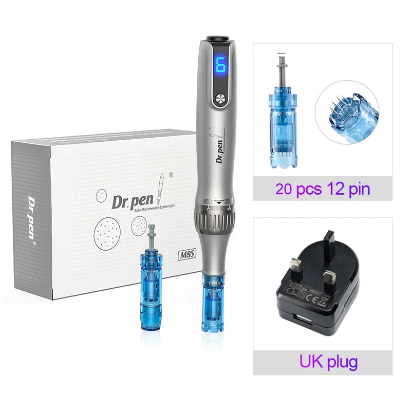 Authentic Dr pen Ultima M8S With 22 pcs Needle Pin Anti Back Flow Microneedling Pen Skincare Wireless  Derma Pen Beauty Machine