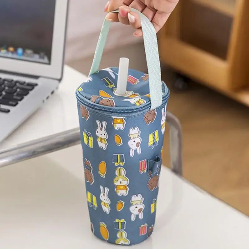 Portable Milk Tea Tote Bag Heat Preservation Bag Carrying Insulated Cup Cover Umbrella Bag Handbag Camping Drinkware Accessories