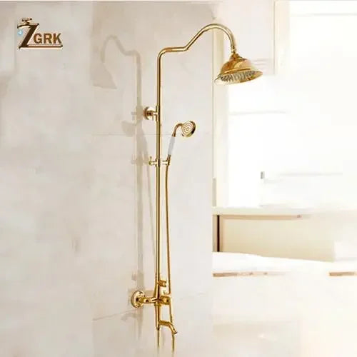 ZGRK Shower Faucets Bathroom Mixer Taps Top Spray Rainfall Shower Head Washing Faucet Antique Shower System Plumbing Crane