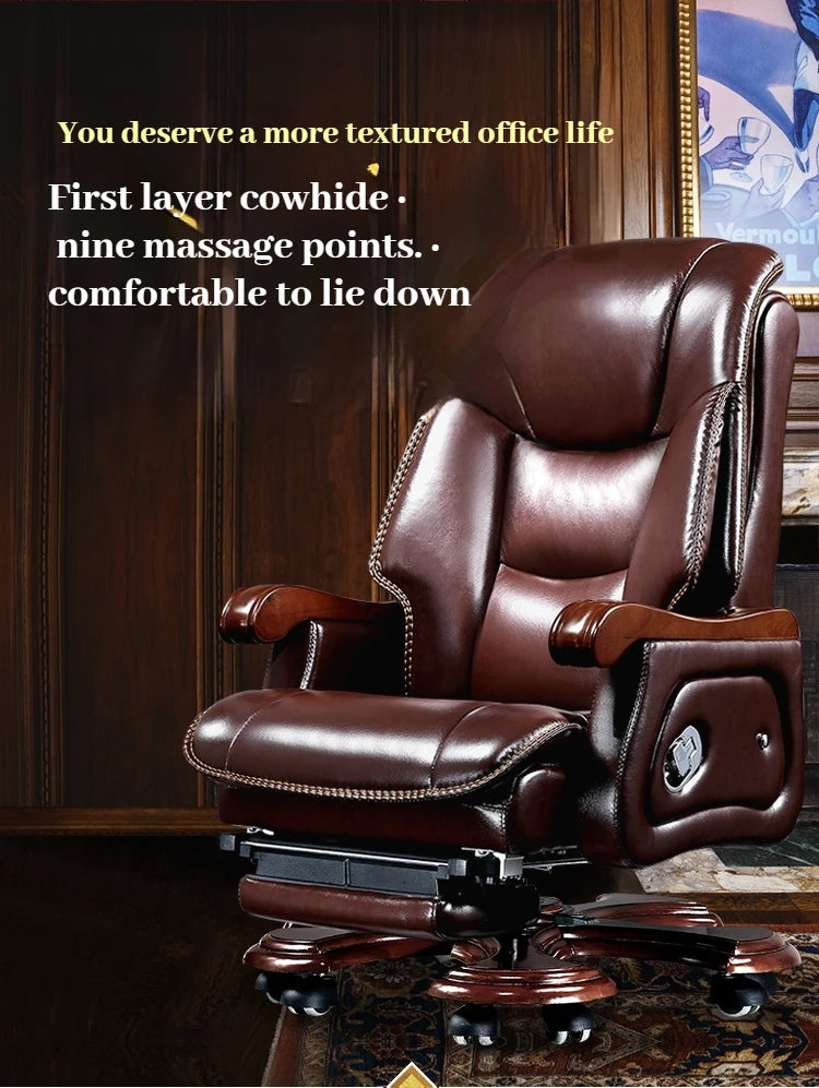 Leather Wheel Office Chair Support Design Relax Modern Massage Chair Chaise Mobile Comfy Luxury Silla Oficina Office Furniture