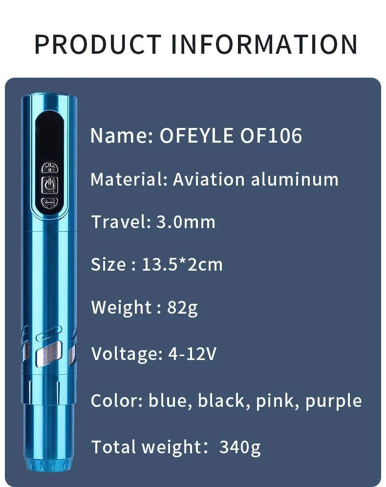 New 2pc Battery Tattoo Pen Wireless Power Tattoo Machine Professional Pen Tattoo Machine  Makeup For Professionals And Beginners