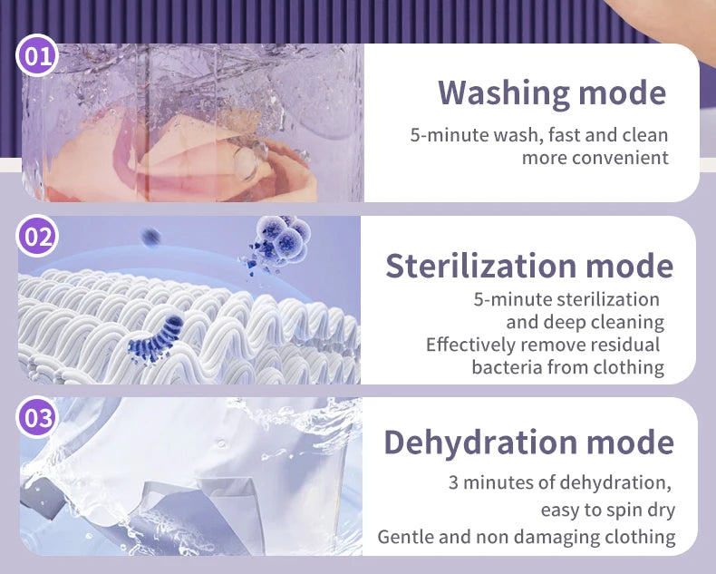 2L Wireless Mini Charging Wash in One Washing Machine Suitable for underwear, socks, pet clothes