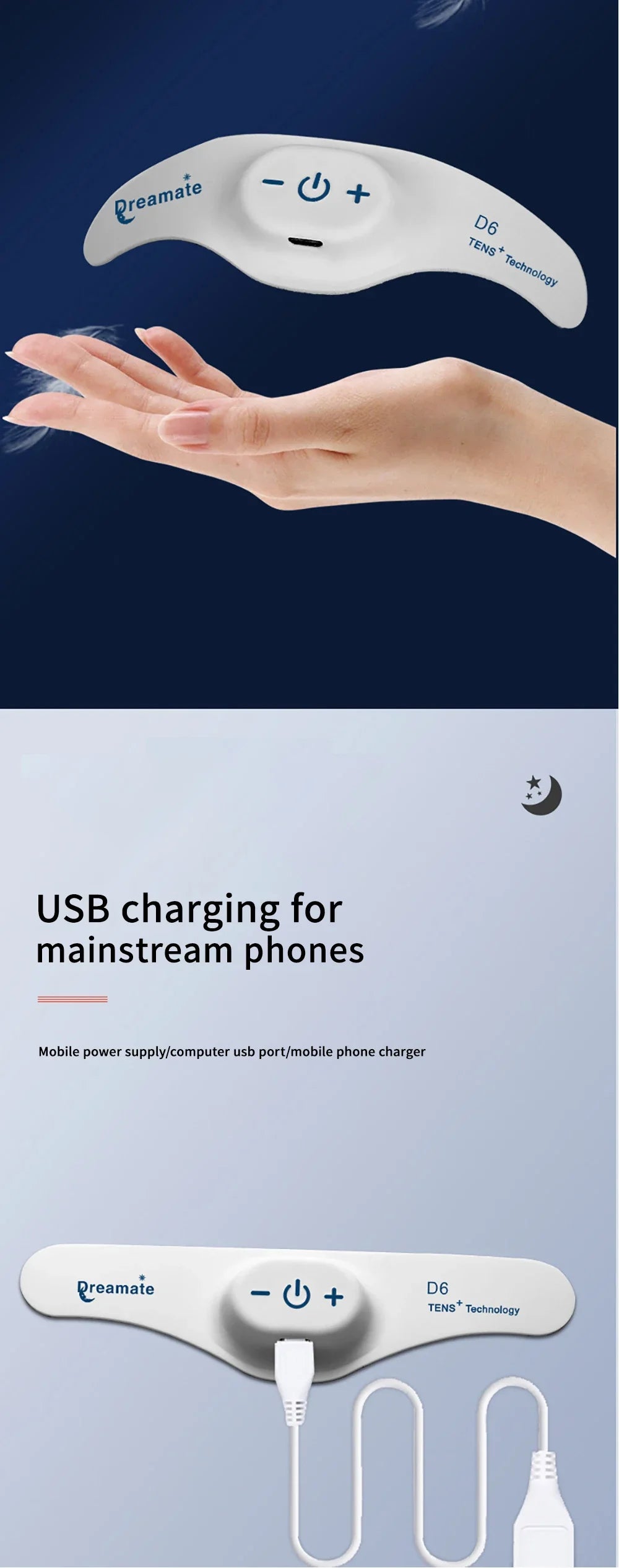 TENS Sleeping Aid Electric Massager Relieve Headache and Migraine Help Sleep Night Anxiety Therapy Relaxed Pressure Relief Tools