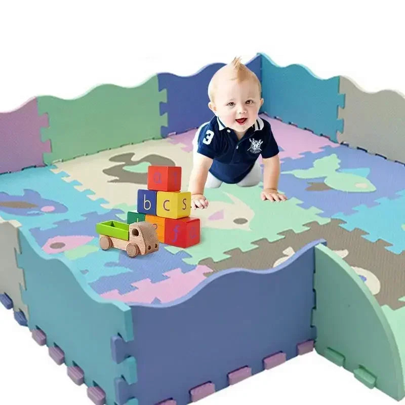 EVA Foam Play Mat with Fence Baby Puzzle Jigsaw Floor Mats Thick Carpet Pad for Kids Educational Toys Activity Pad Playmat